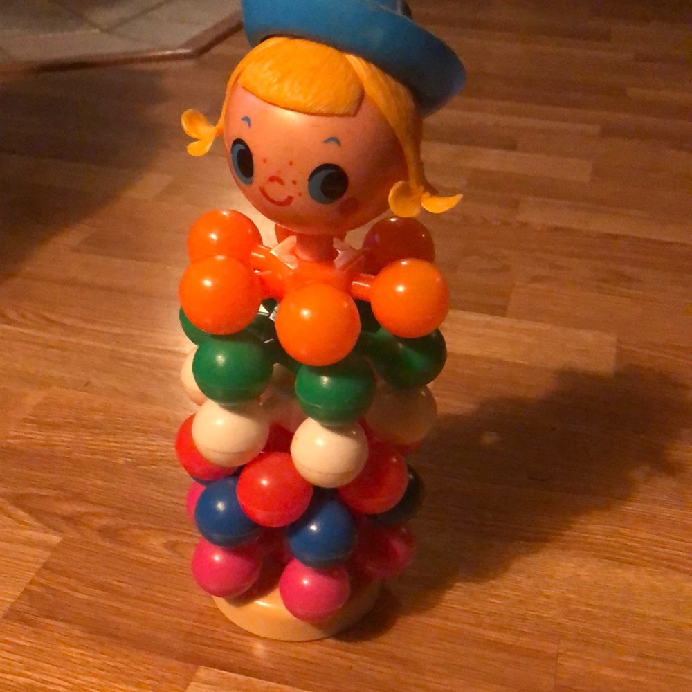 Vtg Educalux Stacking Baby Toy Colourful Plastic Rings Cowgirl Made in Canada